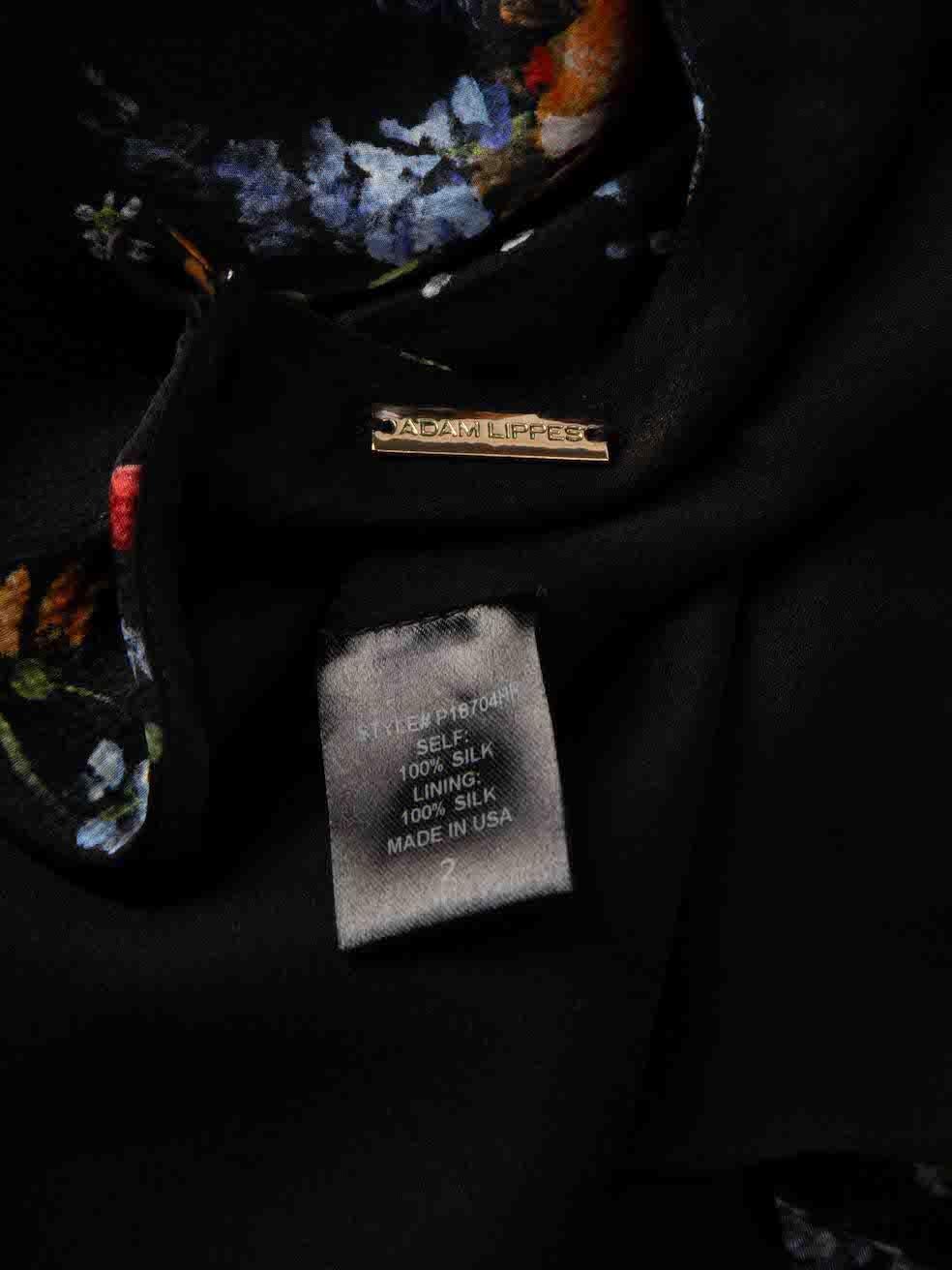 Women's Adam Lippes Black Silk Floral Print Maxi Dress Size XS For Sale