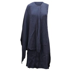 Adam Lippes Cape-Kleid aus marineblauer Viskose