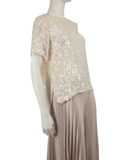 Adam Lippes Top con espalda descubierta de lentejuelas en color crudo Talla XL