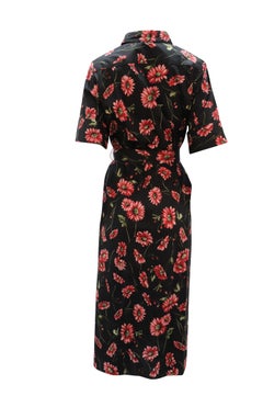 Adam Lippes Maxi-Kleid mit Blumenmuster aus schwarzer Baumwolle