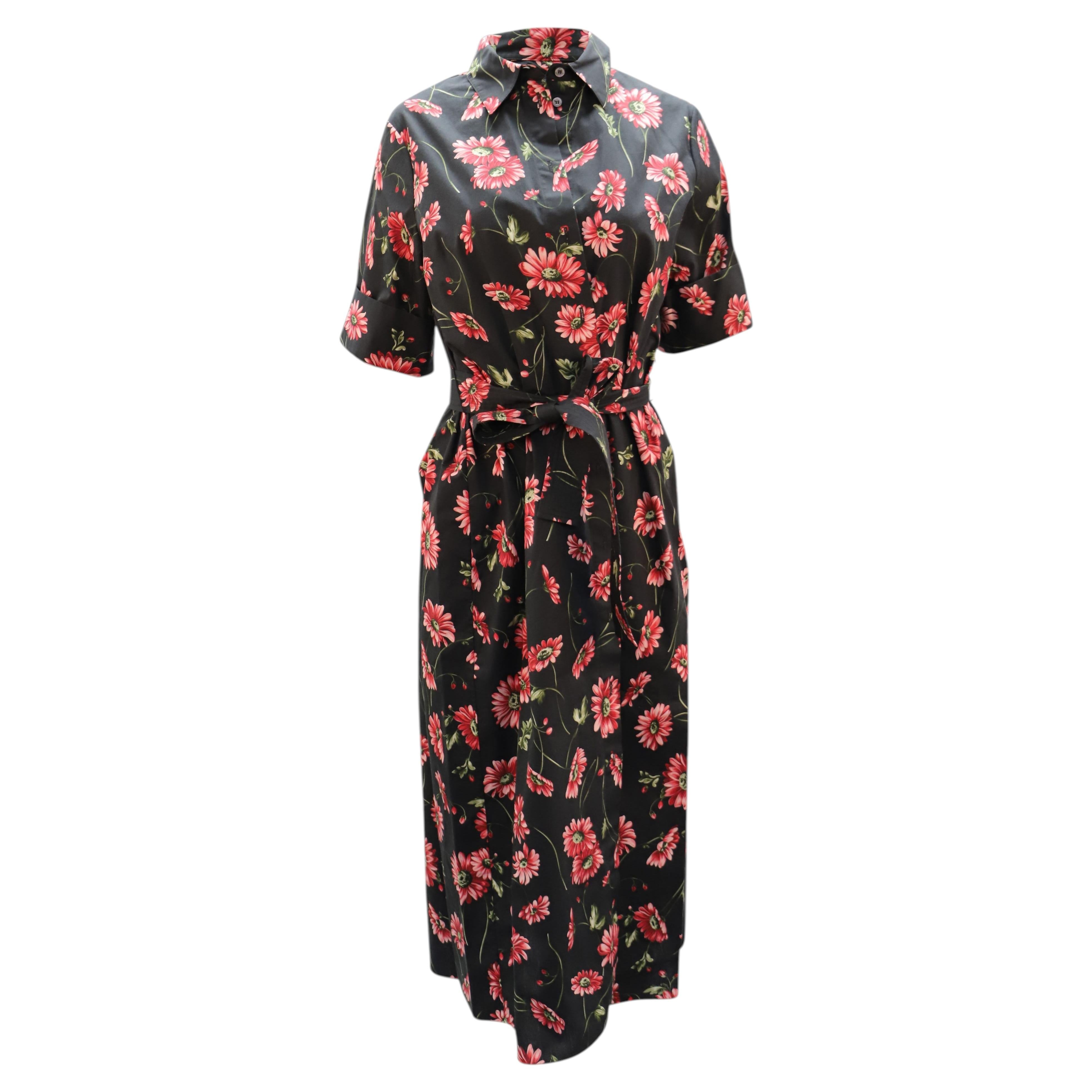 Pre-owned Adam Lippes Floral Pint Maxi Dress In Black Cotton