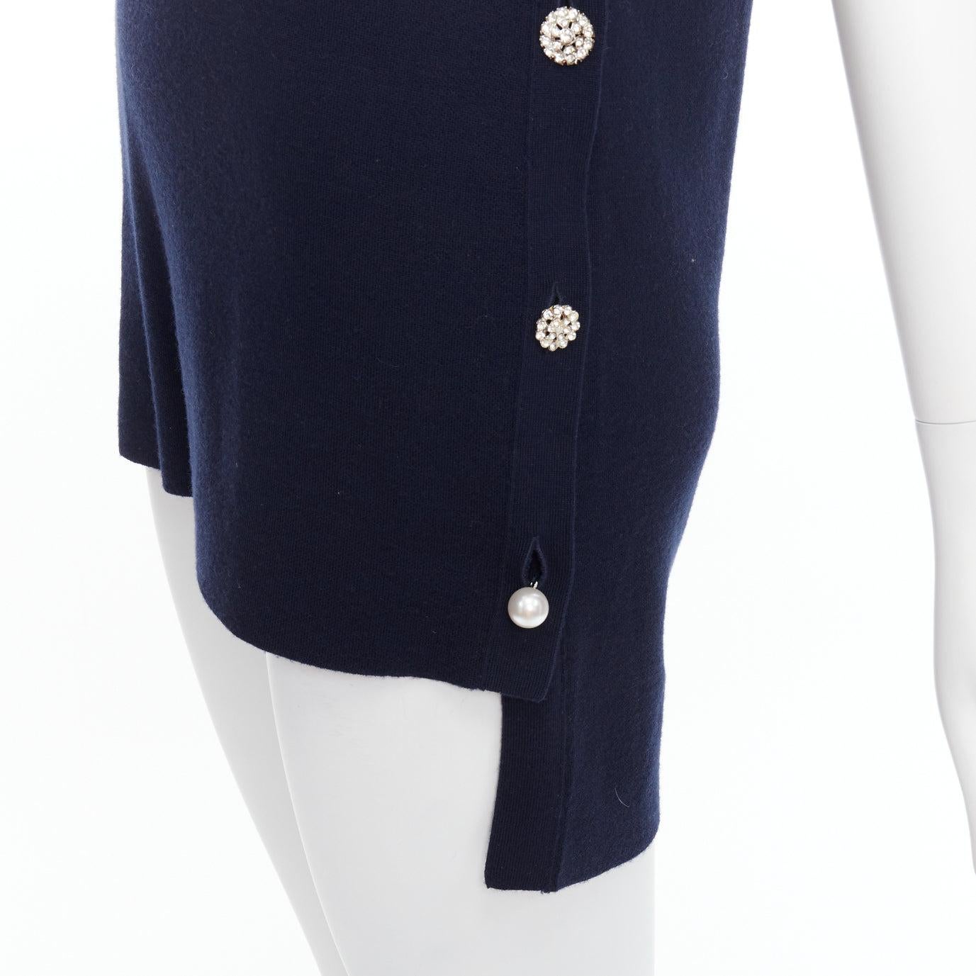 Adams LIPPES navy soft clear gold side buttons hi low top XS en vente 2