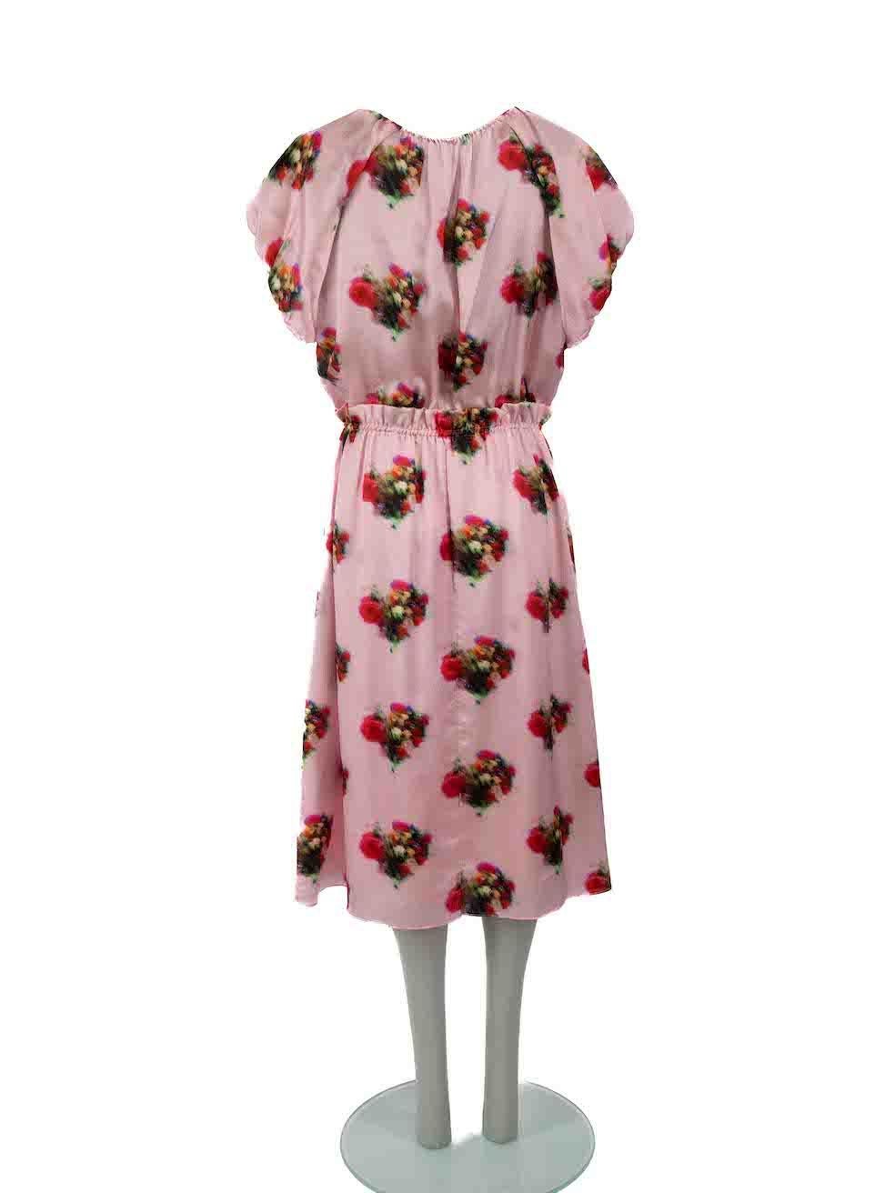 Adam Lippes Pink Silk Printed Knee Length Dress Size L In Excellent Condition For Sale In London, GB