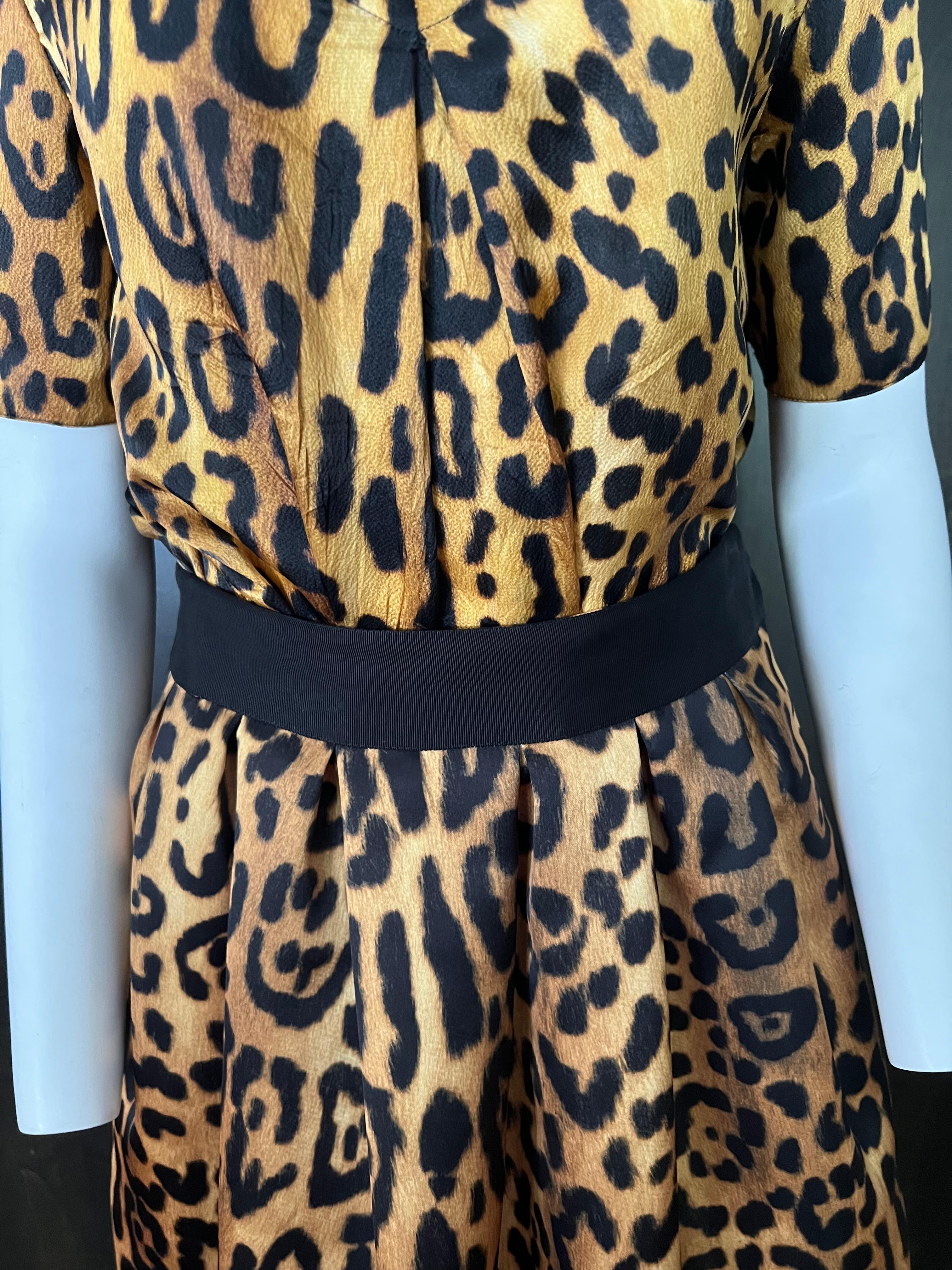 Adam Lippes Silk Leopard Top and Skirt Set For Sale 1