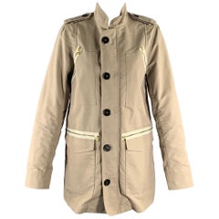 ADAM LIPPES Size 6 Khaki Cotton Blend Military Jacket