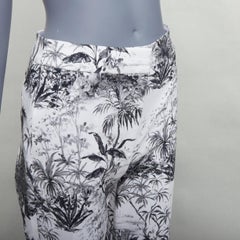 ADAM LIPPES white black cotton blend floral print straight pants US2 S