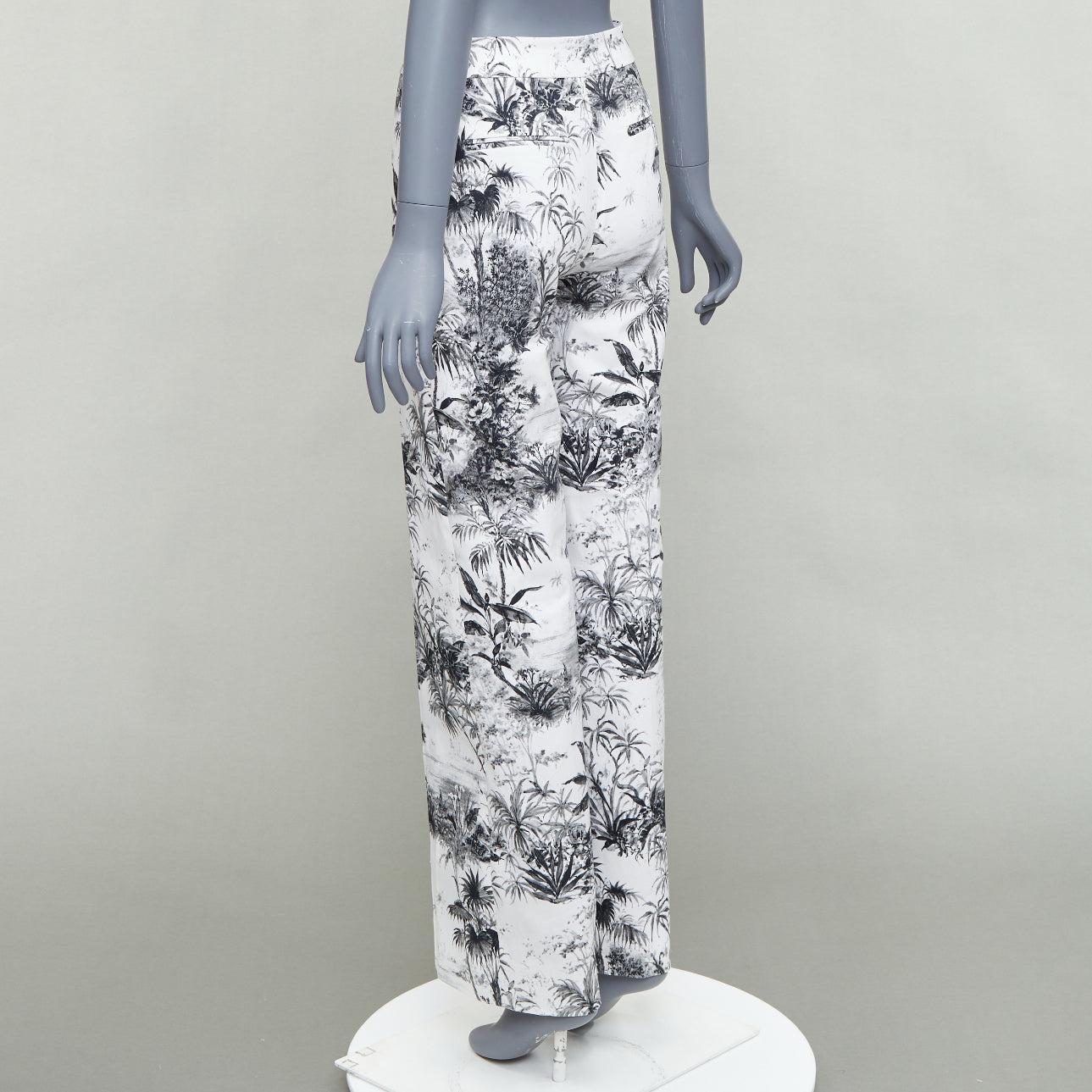 ADAM LIPPES white black cotton blend floral print straight pants US2 S For Sale 1