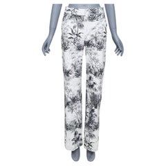 Adams LIPPES pantalon droit en coton mélangé blanc noir à imprimé floral US2 S