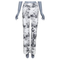 ADAM LIPPES white black cotton blend floral print straight pants US2 S