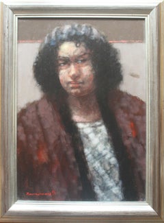 Portrait. Figurative oil painting, Dark tones, Polish artist