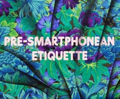 Pre-Smartphonean Etiquette, 2017, Adam Mars, Acrylic, Spray Paint, Fabric Panel