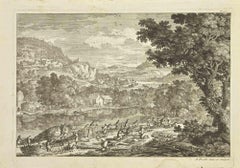 Paysage - Gravure originale d'Adam Pérelle - 18e siècle