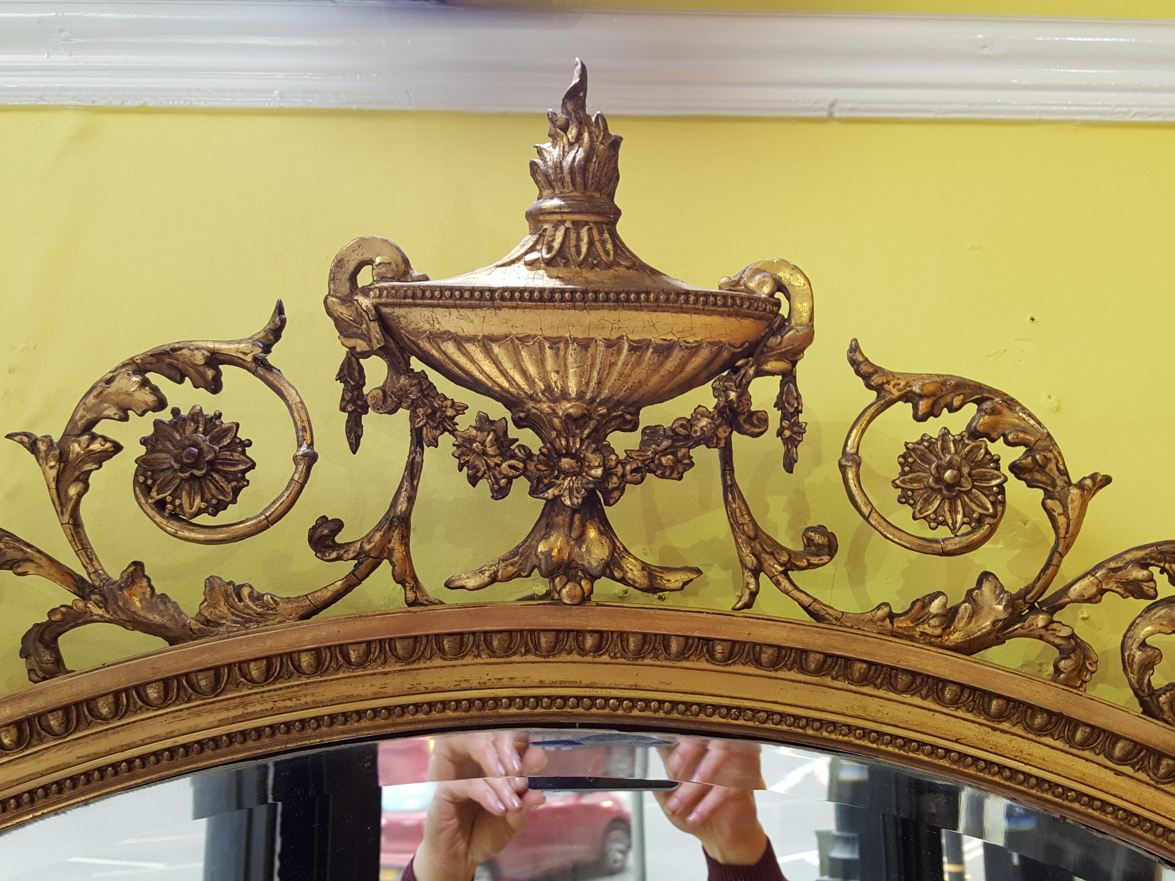 English Adam Revival Giltwood and Gesso Mirror For Sale