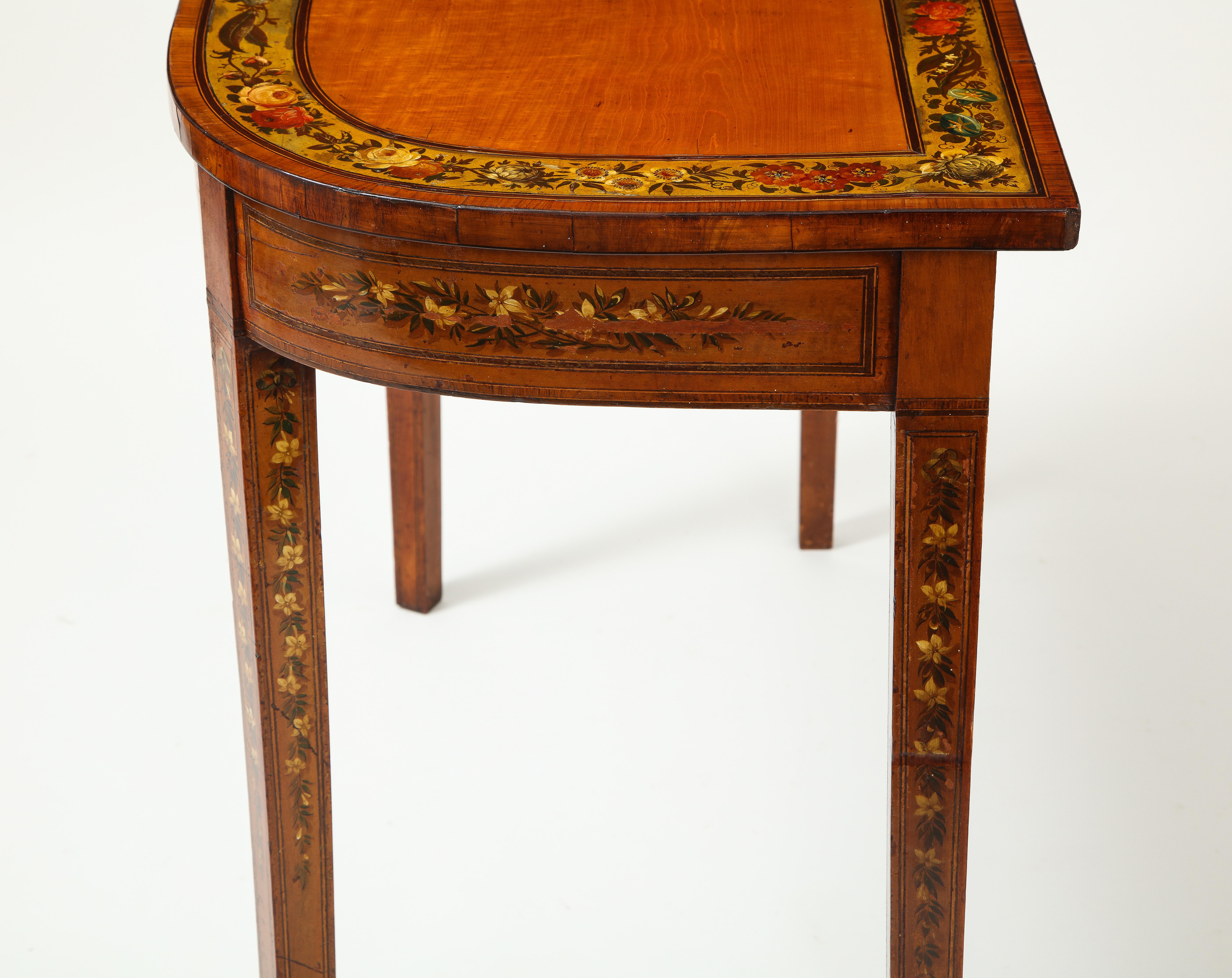 Adam Revival Satinwood Demilune Console Table 3