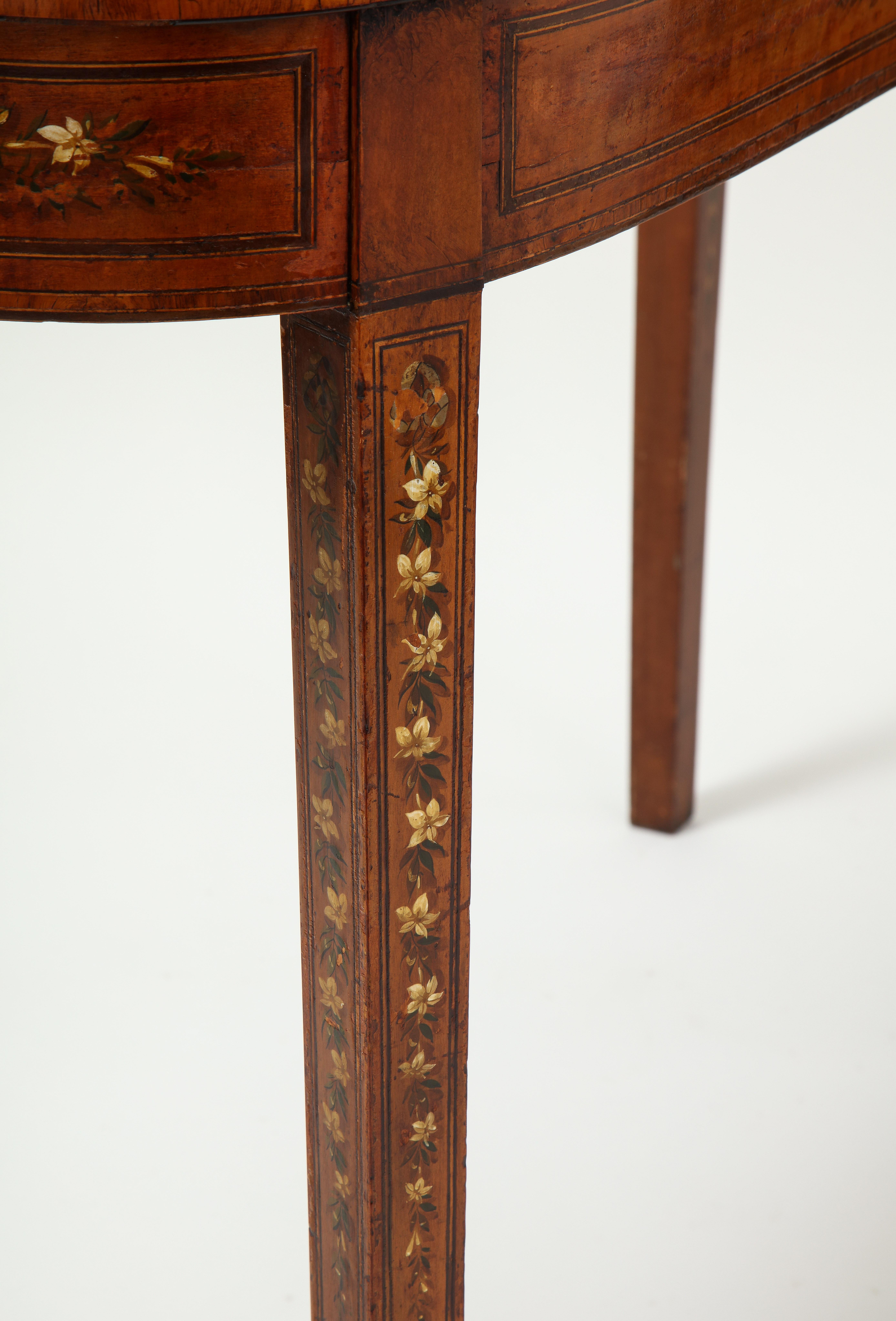 Adam Revival Satinwood Demilune Console Table 4