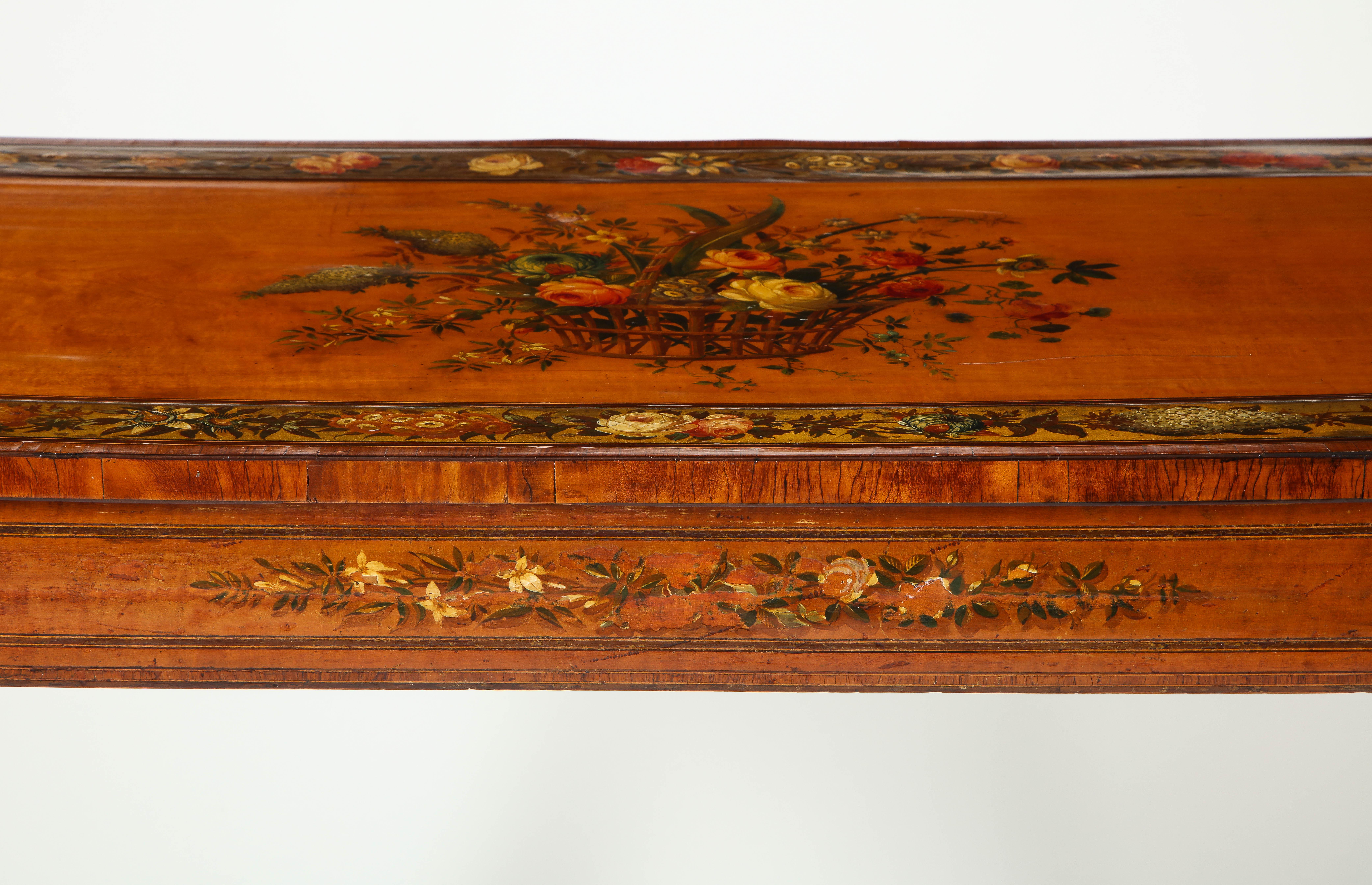 English Adam Revival Satinwood Demilune Console Table