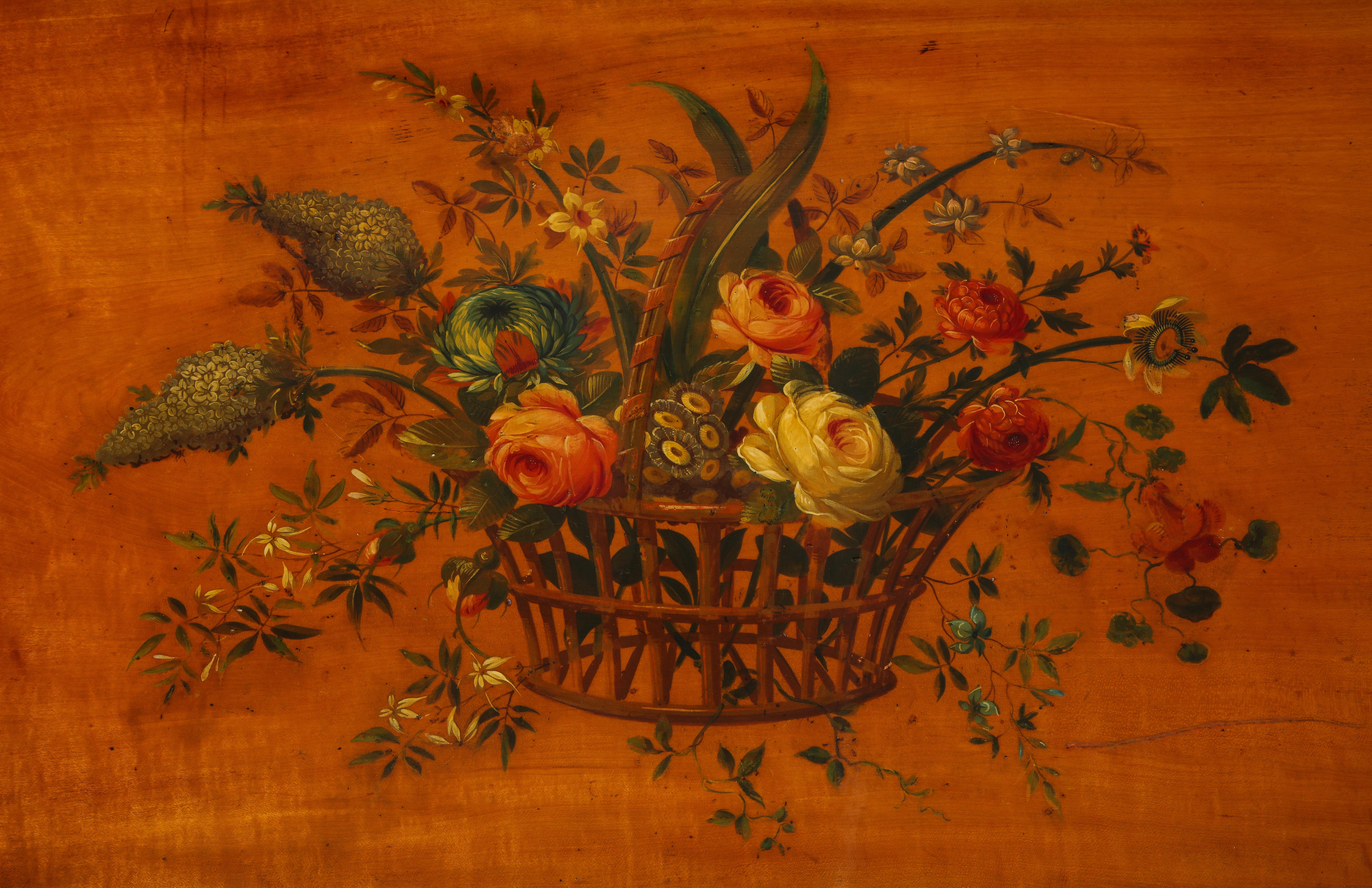 Adam Revival Satinwood Demilune Console Table In Good Condition In New York, NY