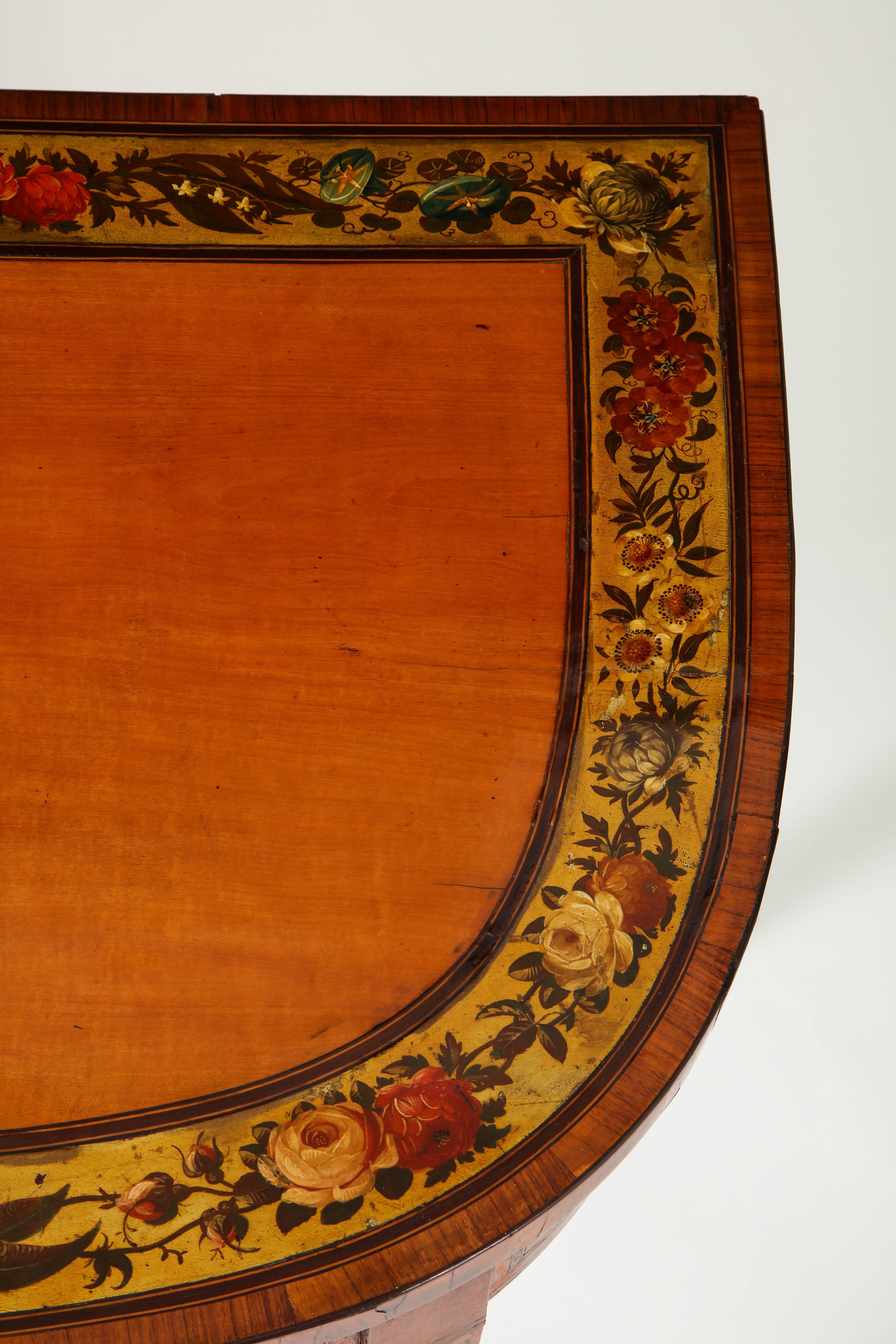 19th Century Adam Revival Satinwood Demilune Console Table