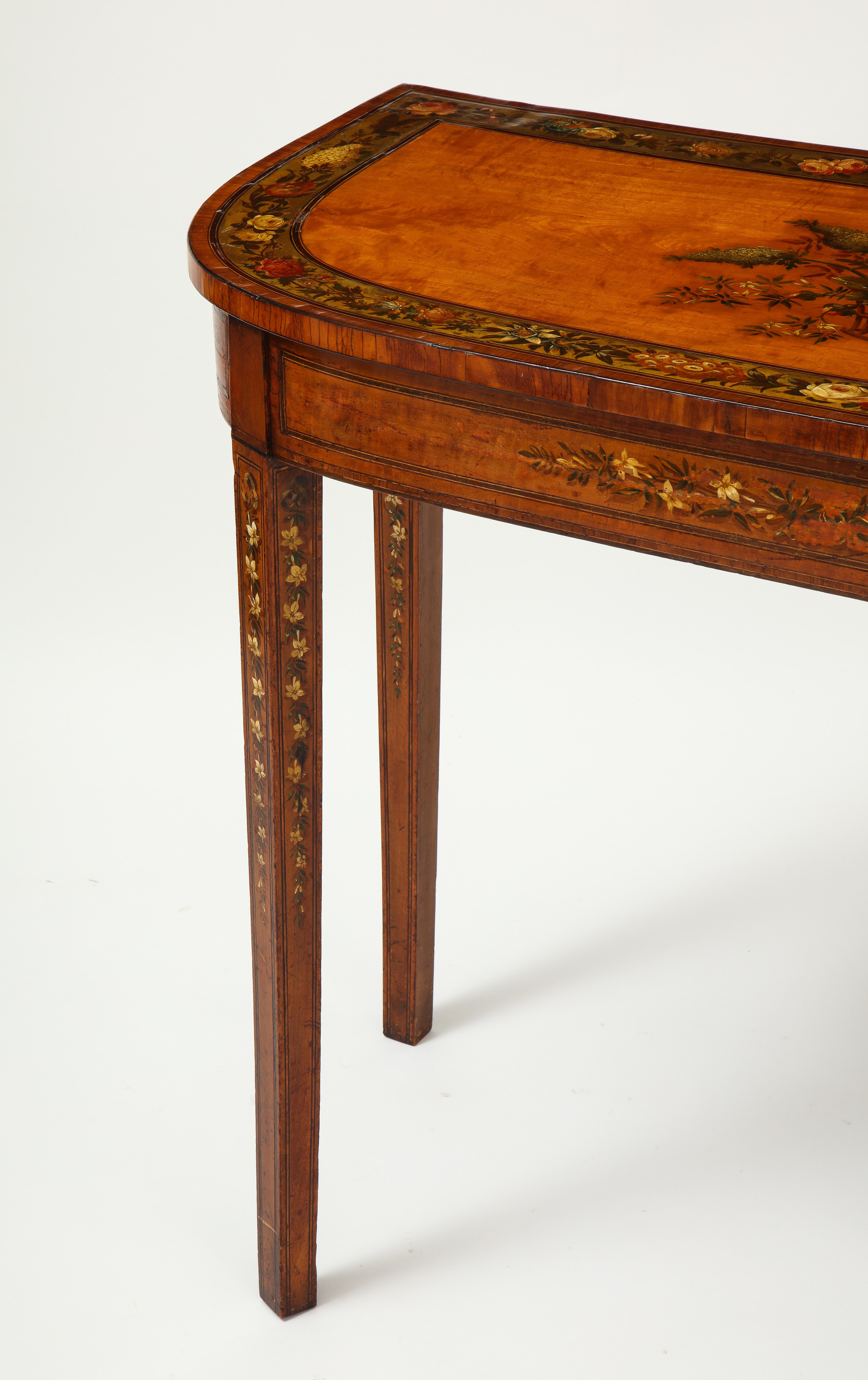 Adam Revival Satinwood Demilune Console Table 1