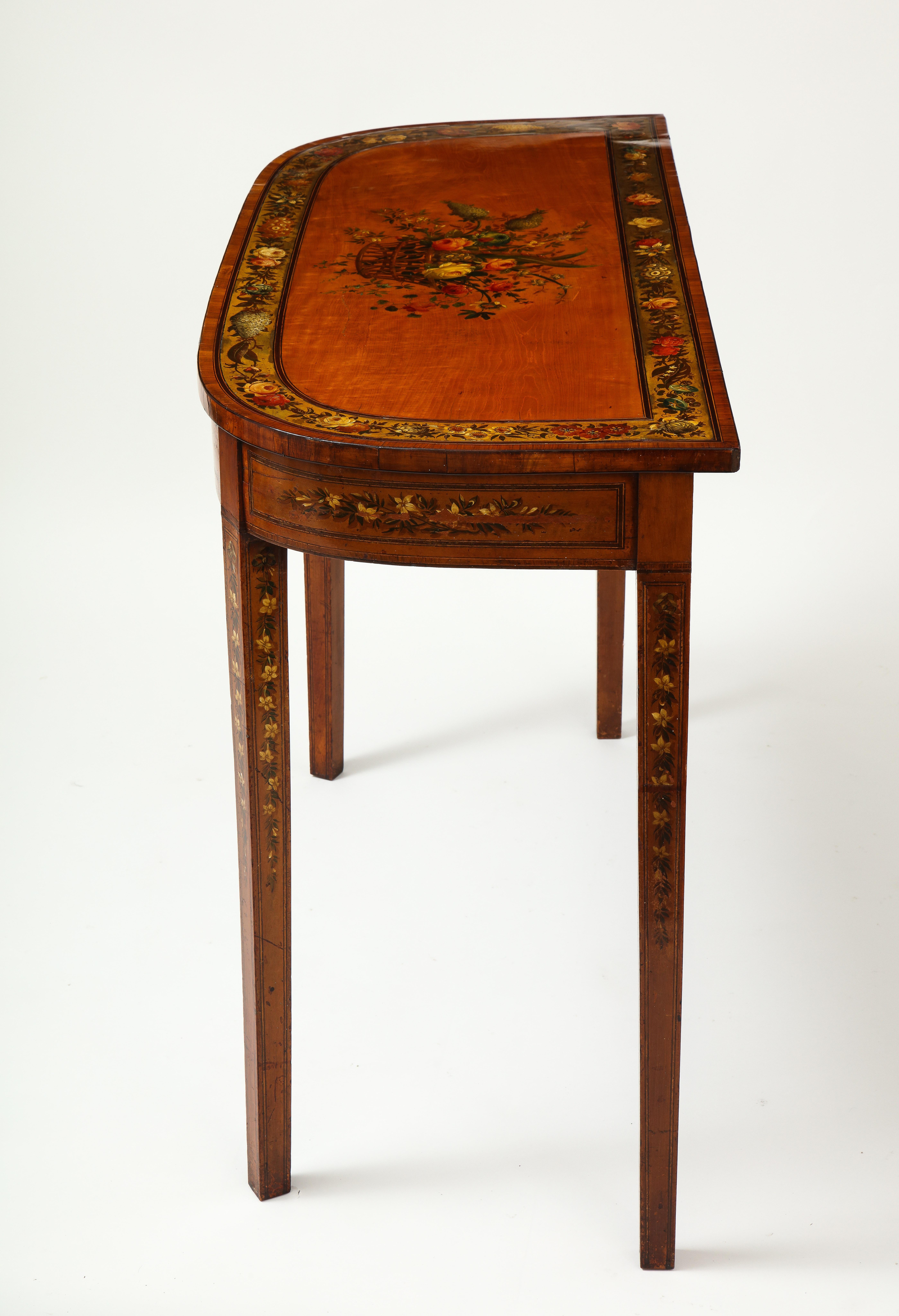 Adam Revival Satinwood Demilune Console Table 2