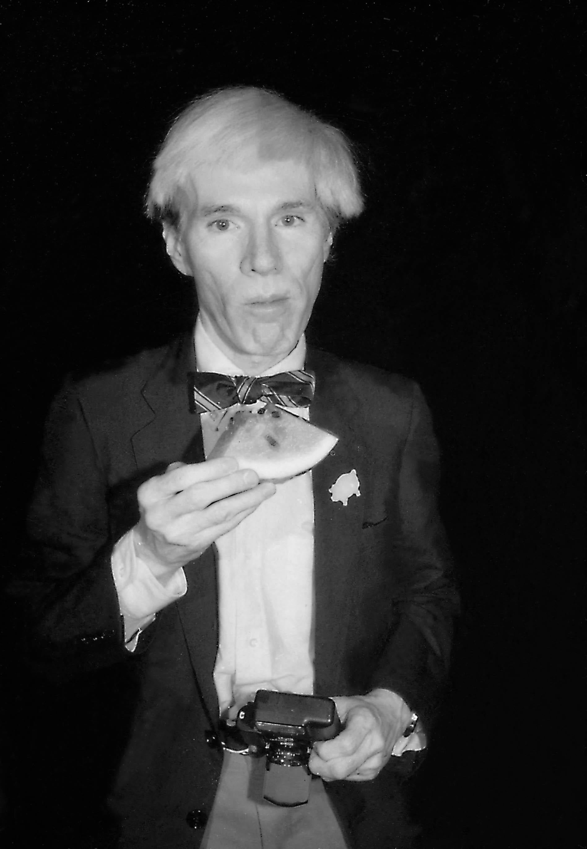 Adam Scull Portrait Photograph - Andy Warhol Eating Watermelon Fine Art Print