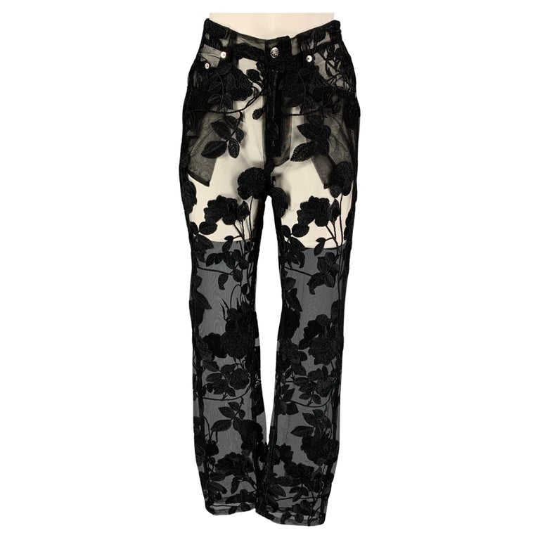 ADAM SELMAN Size 2 Black Lace Dress Trousers For Sale at 1stDibs