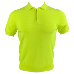 ADAM SELMAN Size S Neon White Solid Nylon Half Zip Polo