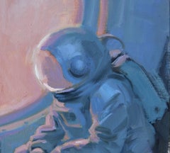 "Airloc" (2024) di Adam Shaw, dipinto a olio originale di un astronauta