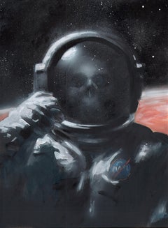 "Life" (2024) de Adam Shaw, pintura al óleo original de un astronauta