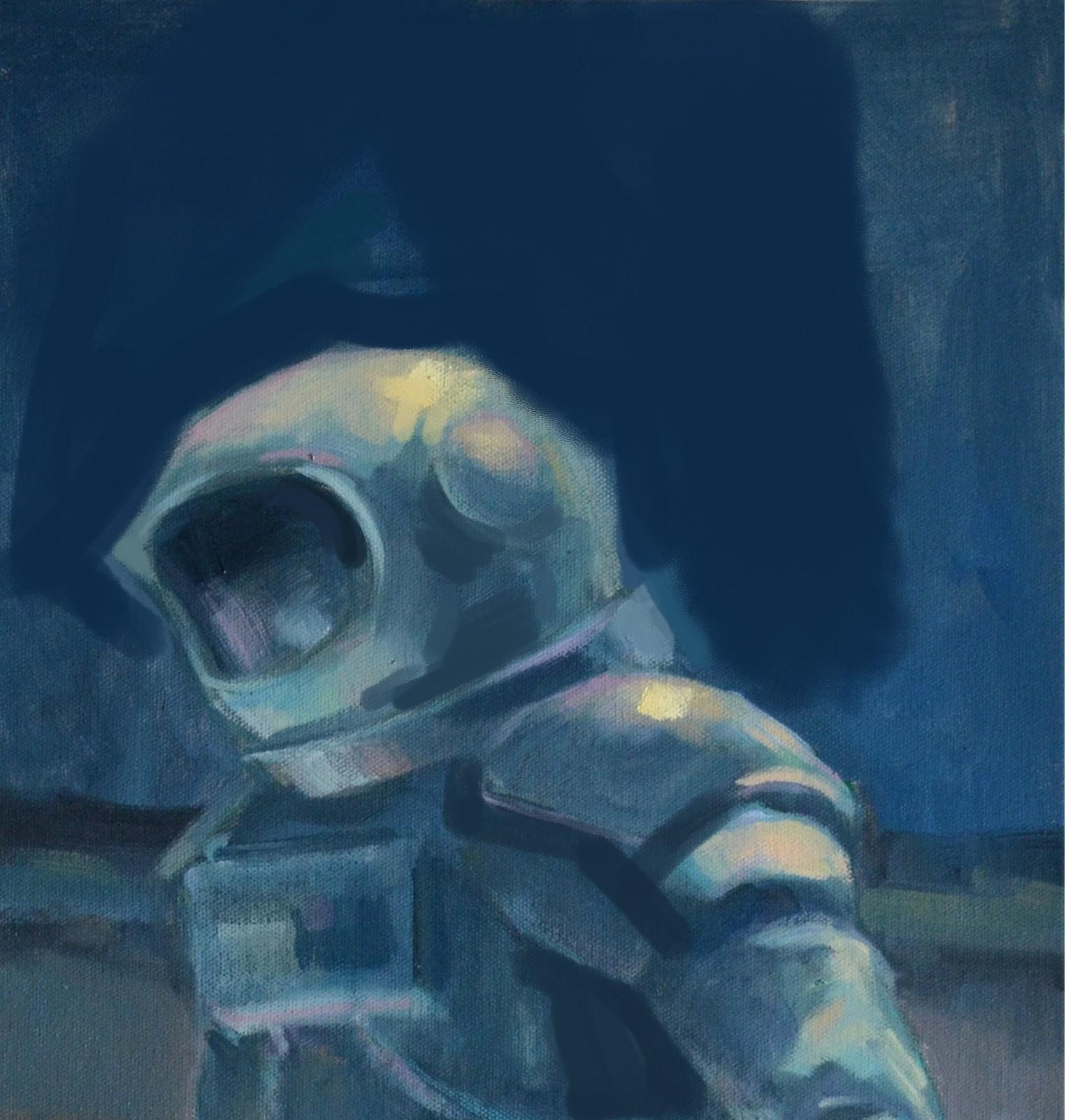„Moon“ (2024) von Adam Shaw, Original-Ölgemälde von Astronauten im Angebot 3