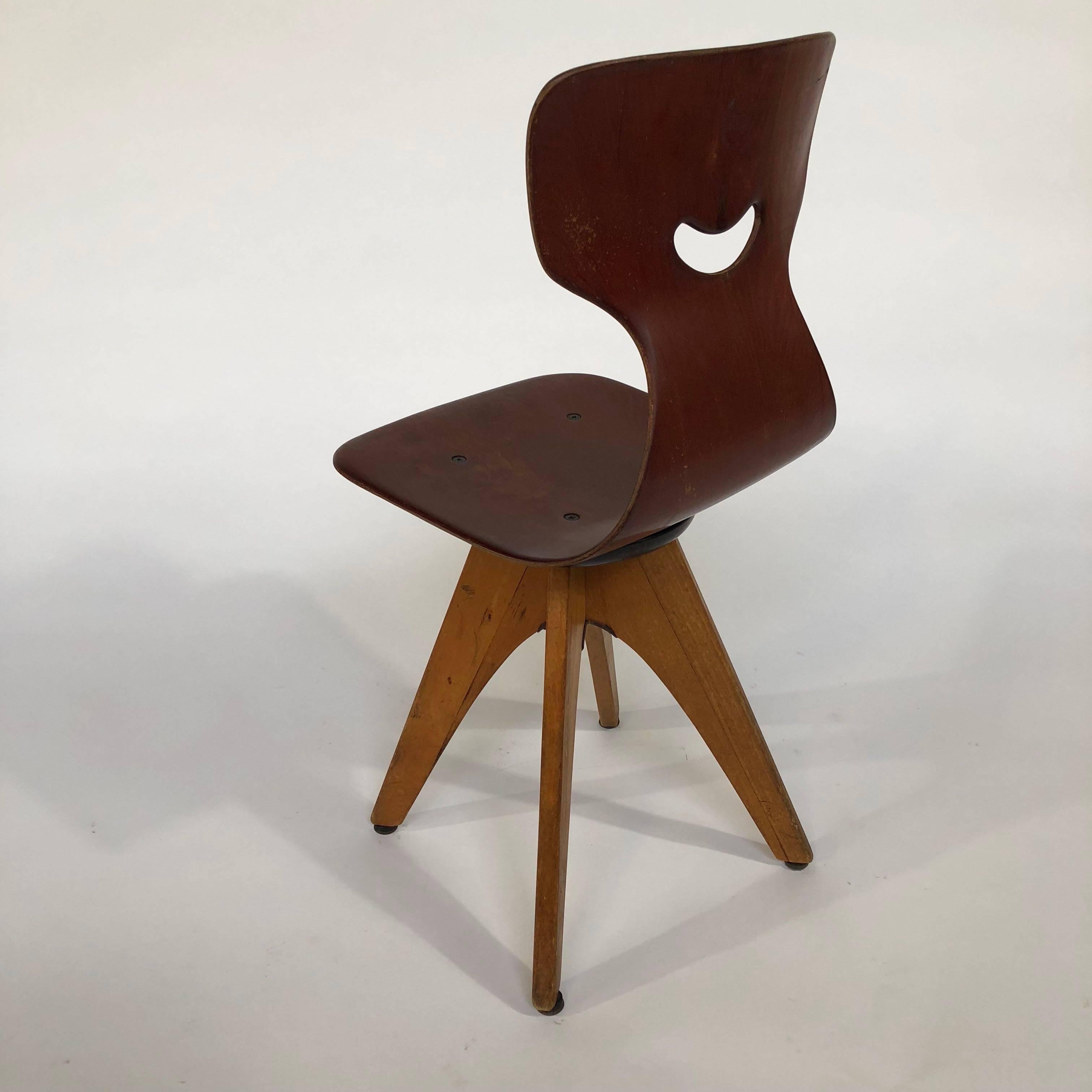 Scandinavian Modern Adam Stegner Children's Swivel Chairs by Flötotto 1950s For Sale