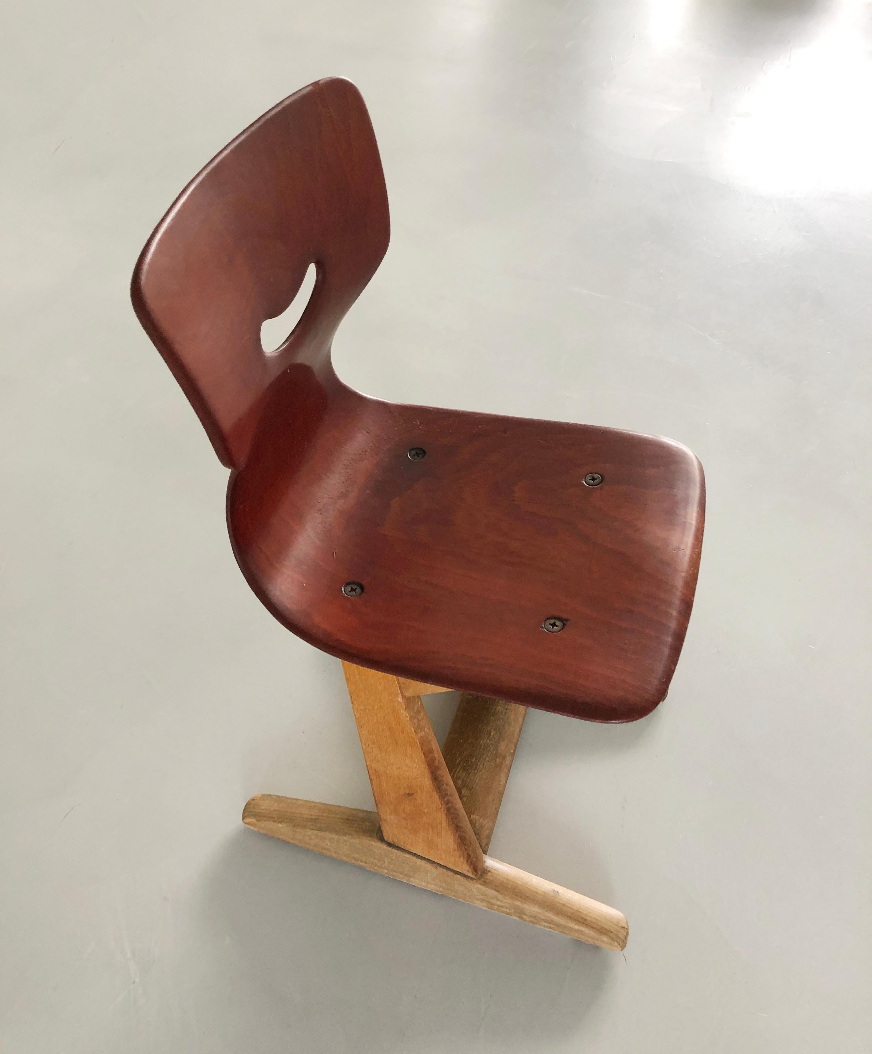 Adam Stegner Flötotto Germany 1960’s Pagholz wood (school) children’s chair For Sale 12
