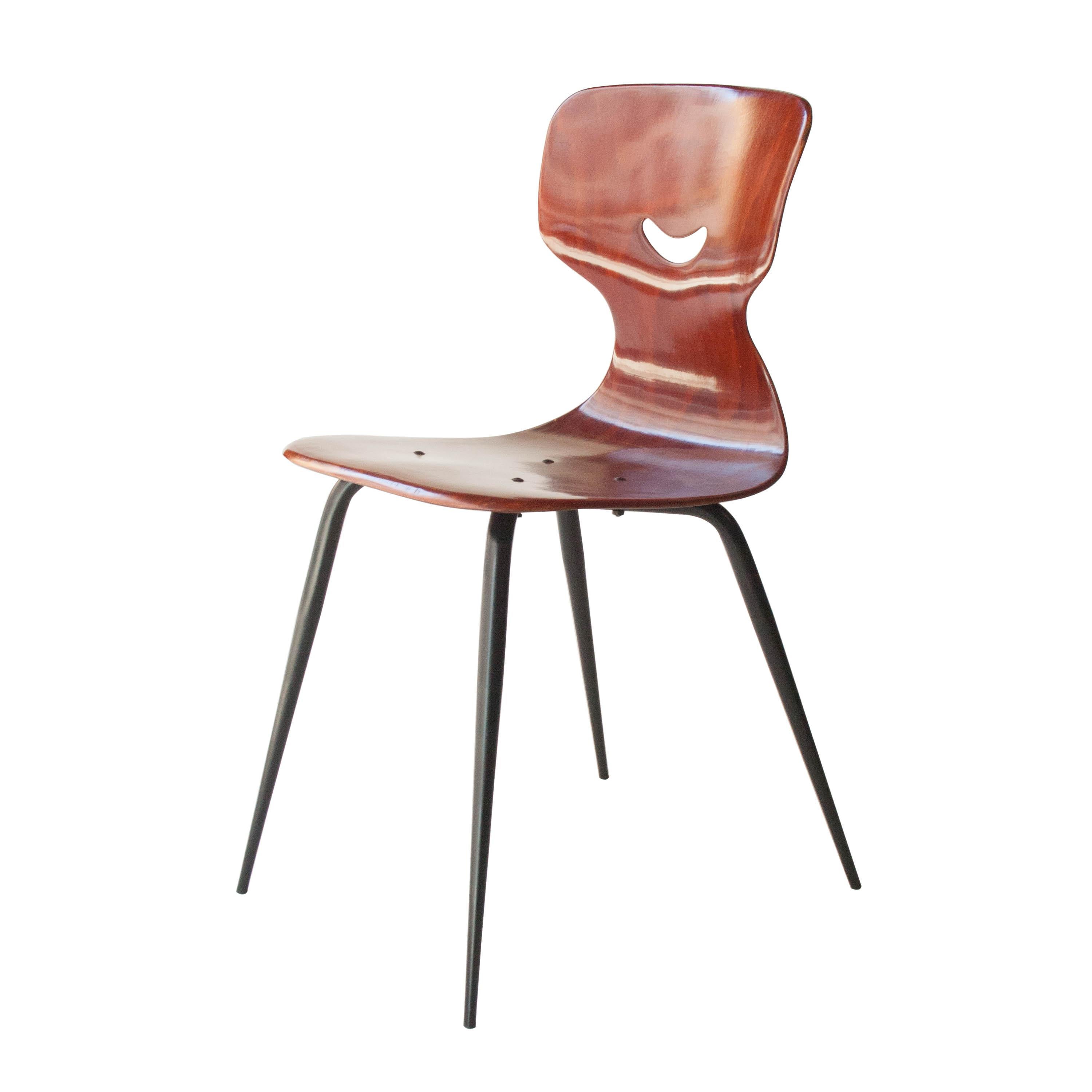Mid-Century Modern Adam Stegner for Pagholz Flötotto Chairs Wood Iron, Germany, 1960