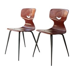 Adam Stegner for Pagholz Flötotto Chairs Wood Iron, Germany, 1960