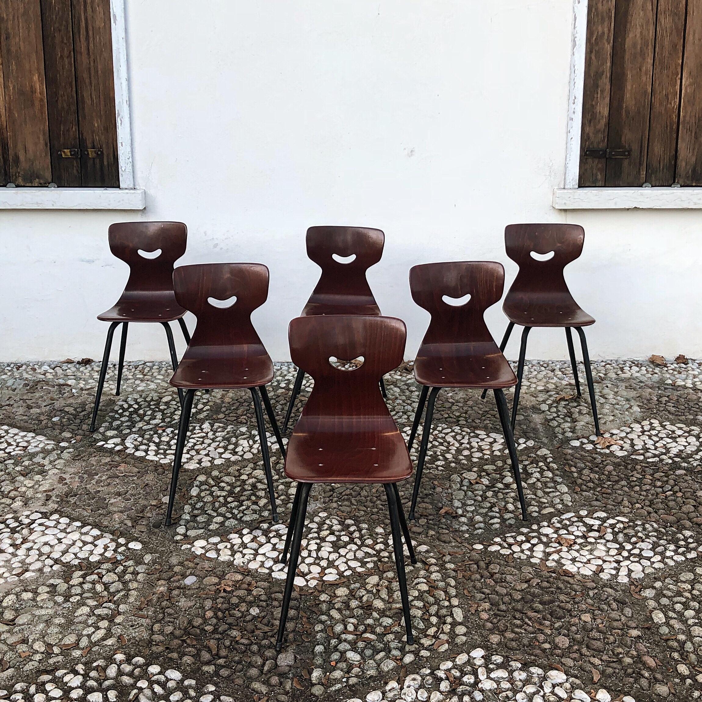 German Adam Stegner Plywood Midcentury Sculpted Chairs for Pagholz Flottöto, 1950s For Sale