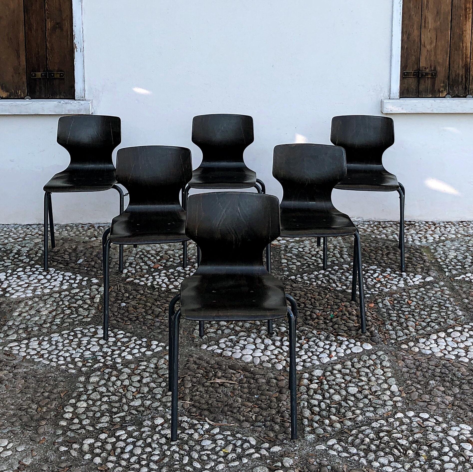 Adam Stegner Plywood Midcentury Sculpted Chairs for Pagholz Flottöto, 1971 In Good Condition For Sale In Padova, IT