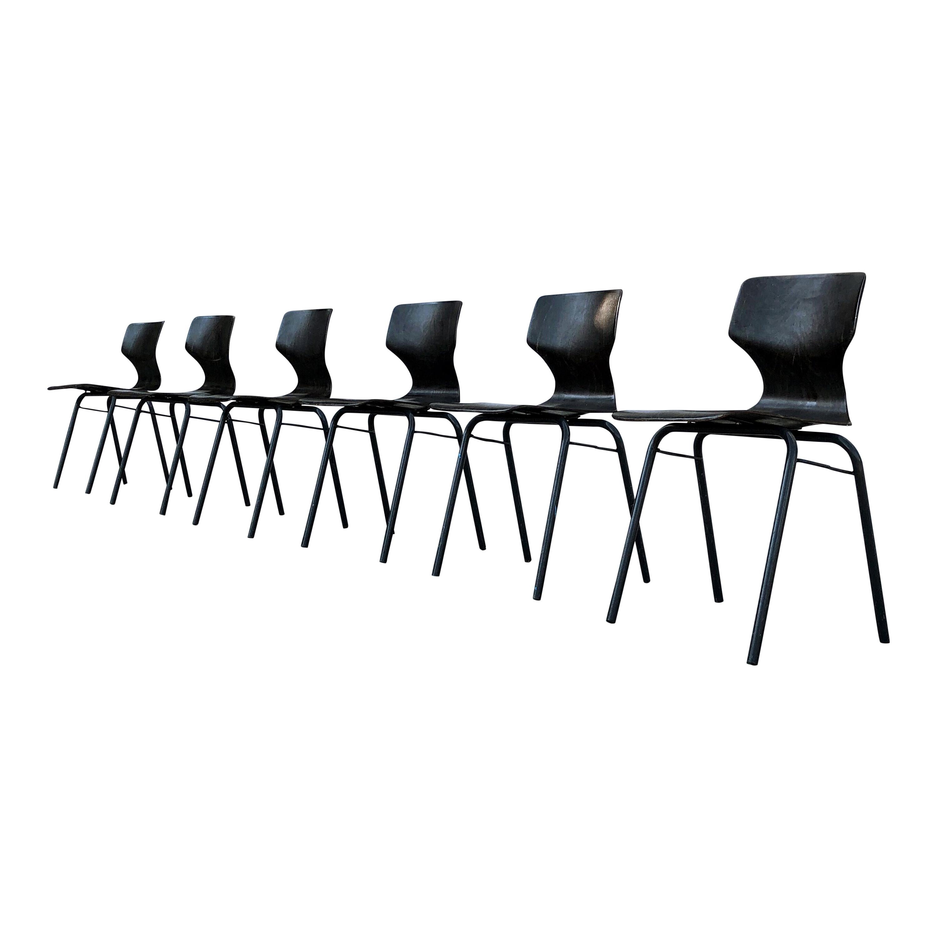 Mid-Century moderno Adam Stegner Sedie impilabili in compensato del Medioevo per Pagholz Flottöto, 1971 in vendita