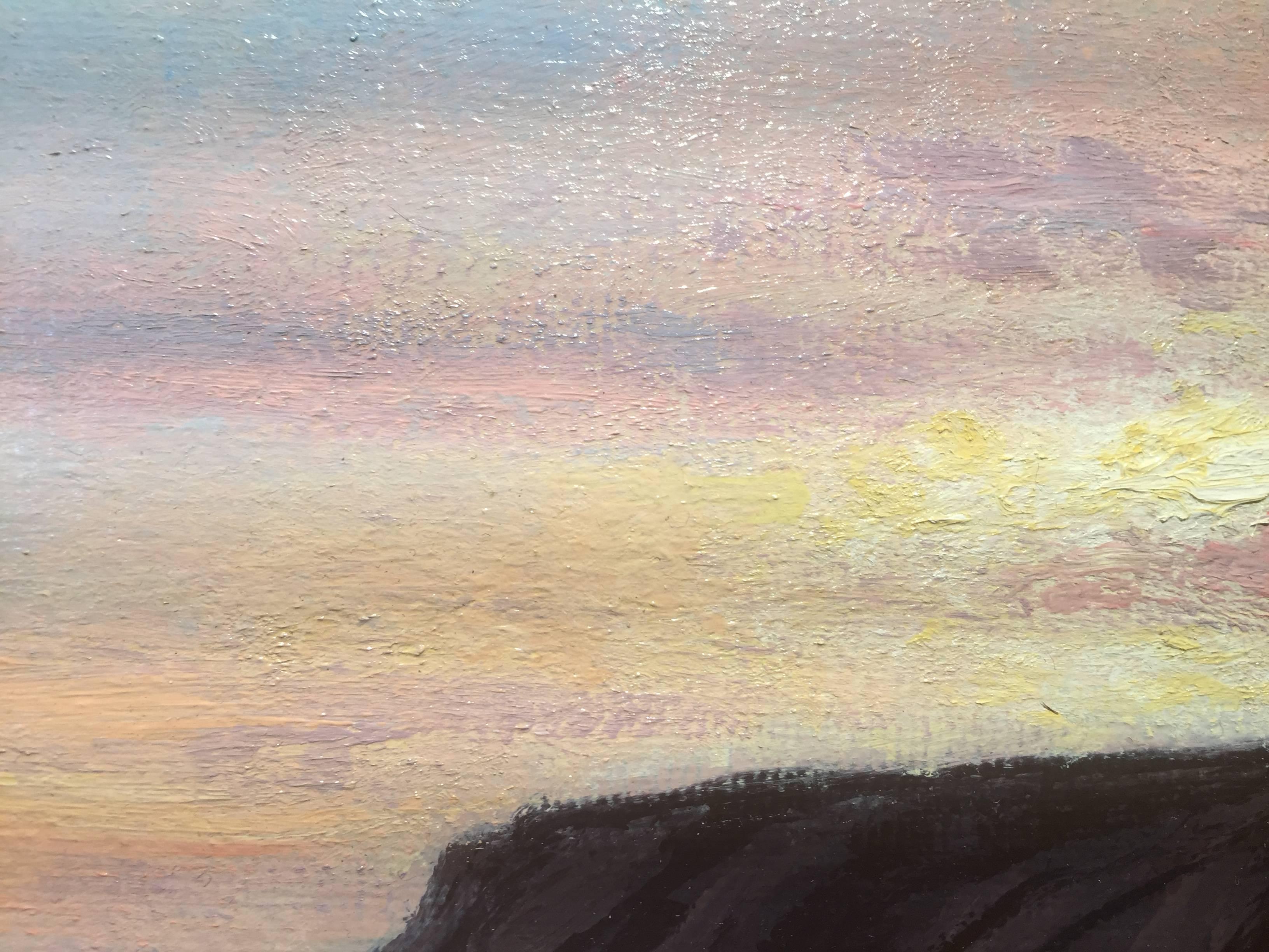 Montauk Evening - Black Landscape Painting by Adam Straus
