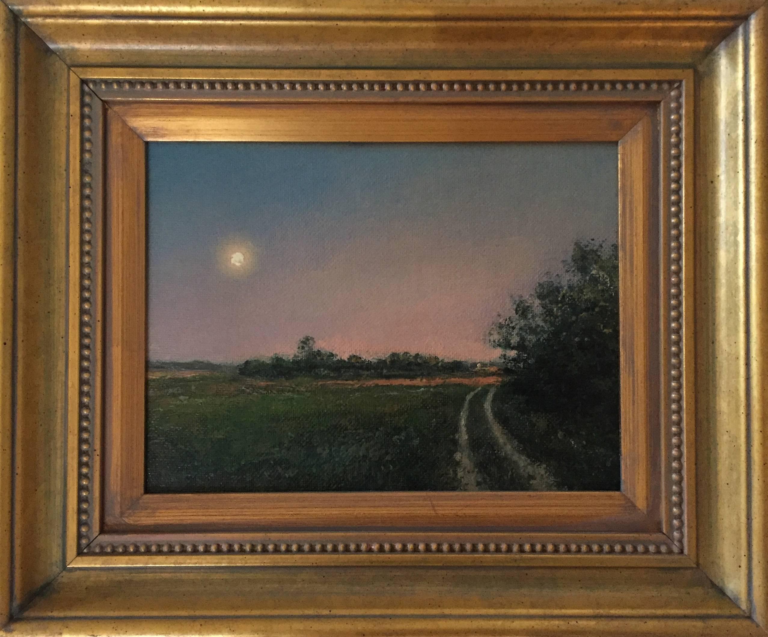 Adam Straus Landscape Painting - Moonrise: Long Island Country Road