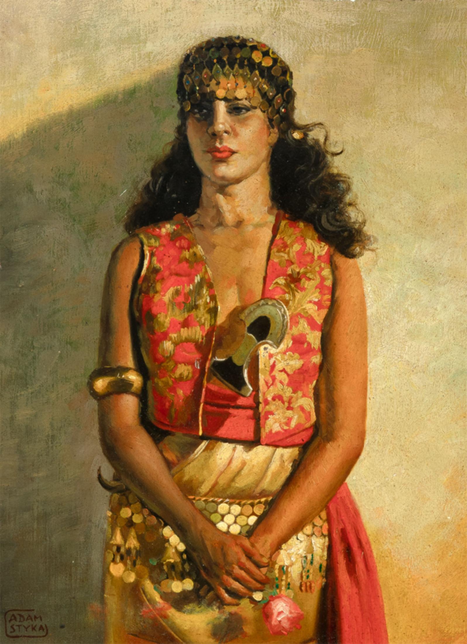 Adam Styka (1890-1959) Portrait of an Orientalist Beauty For Sale 1
