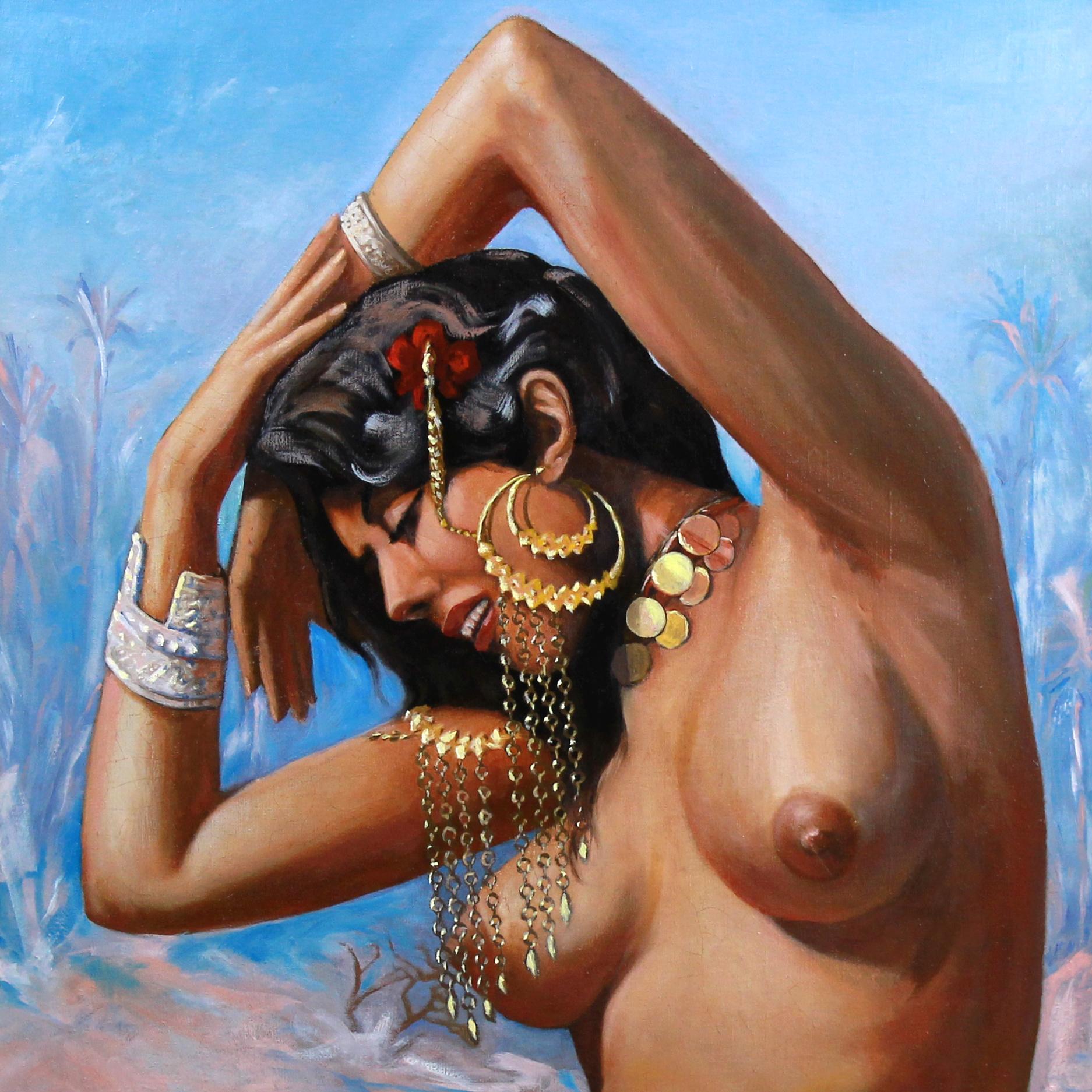 Belleza marroquí desnuda, pintura orientalista al óleo sobre lienzo según Adam Styka en venta 1