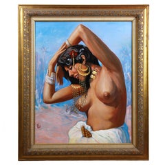 Belleza marroquí desnuda, pintura orientalista al óleo sobre lienzo según Adam Styka