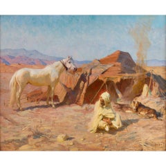 'Trois Adams', grande dipinto ad olio orientalista antico di Adam Styka