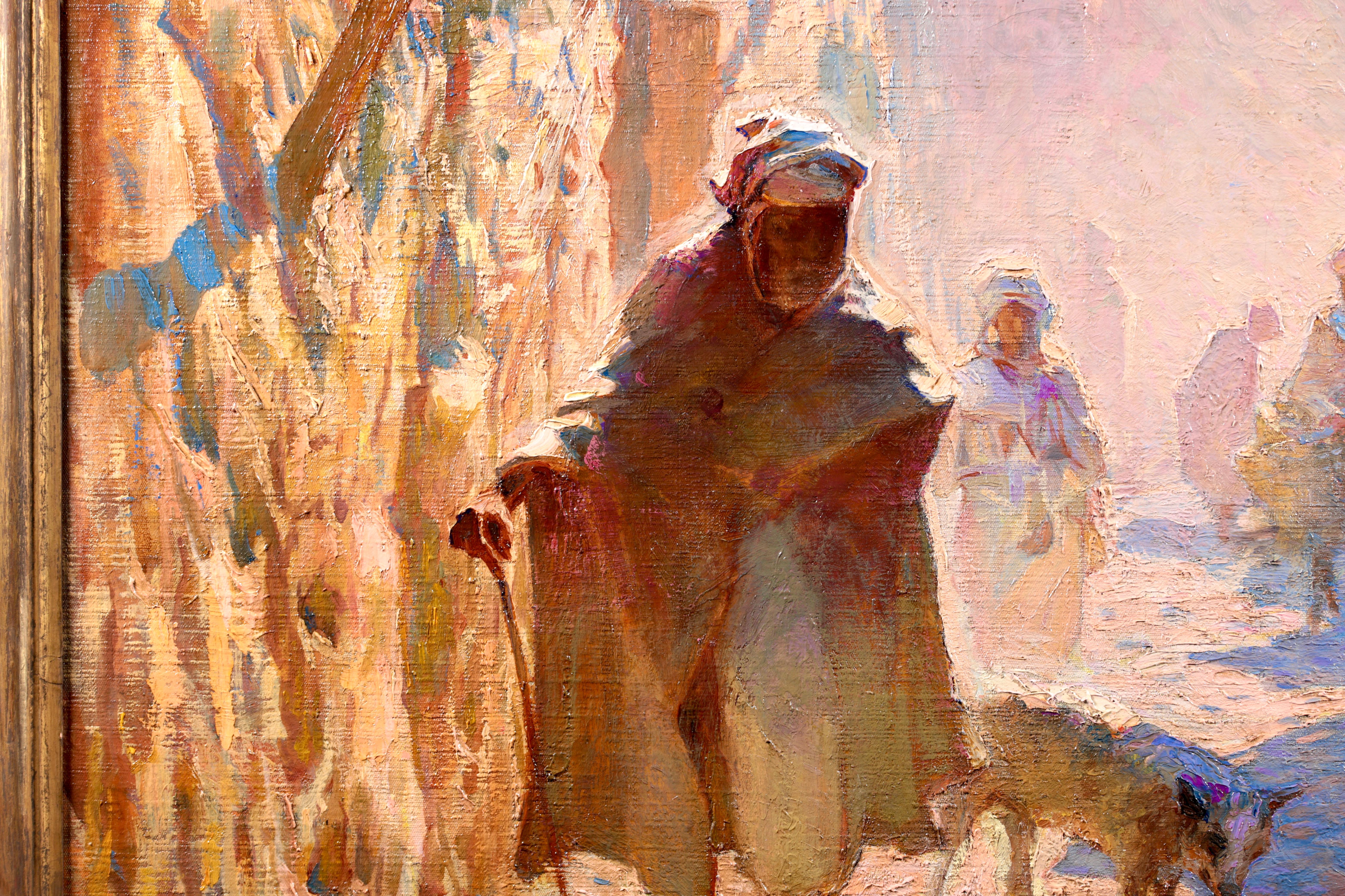 Under the Ramparts - Marrakech - Huile figurative orientaliste d'Adam Styka 3