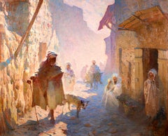 Under the Ramparts - Marrakech - Orientalist Figurative Oil by Adam Styka