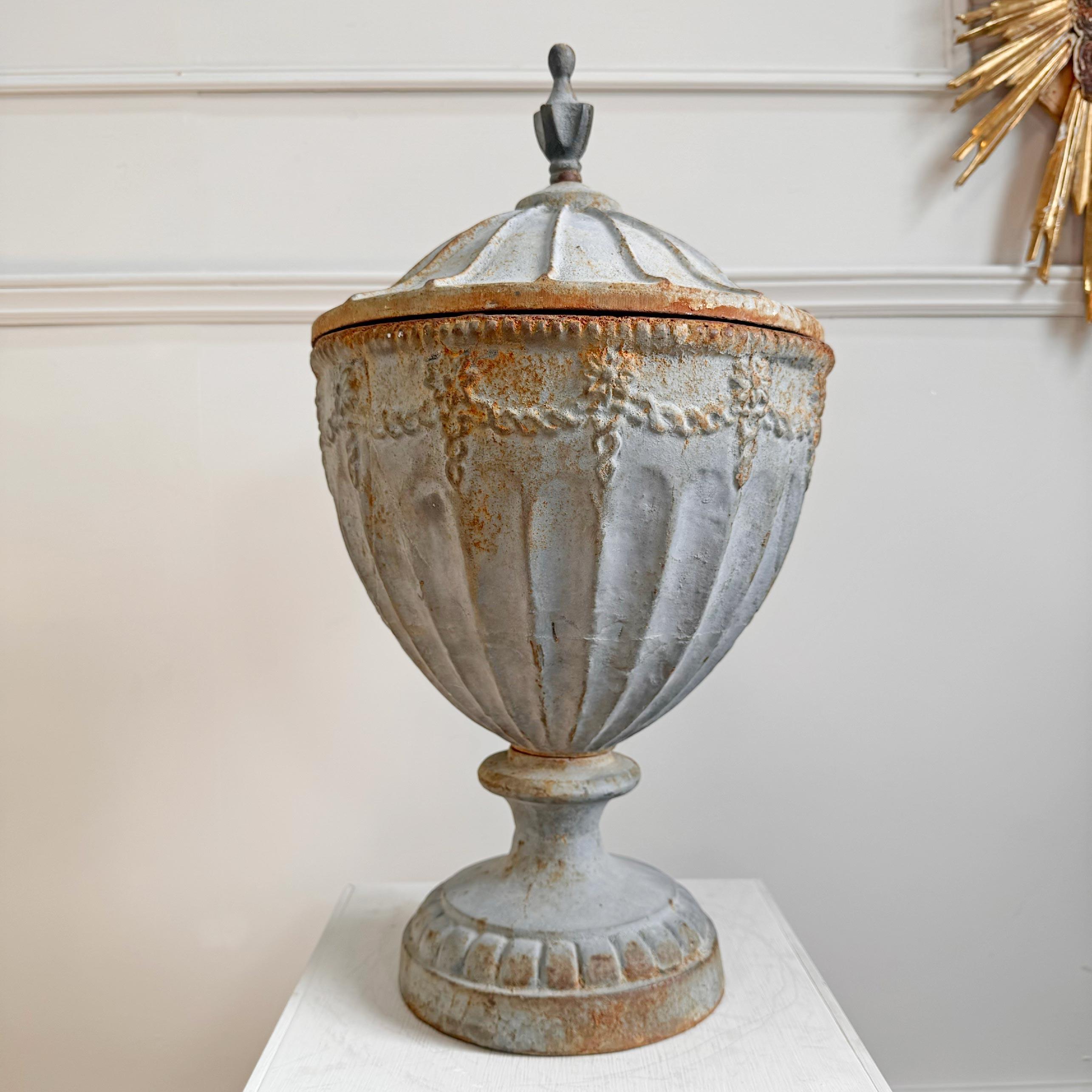Adam Style Blue Cast Iron Urn attributed to the Carron Iron Works For Sale 1
