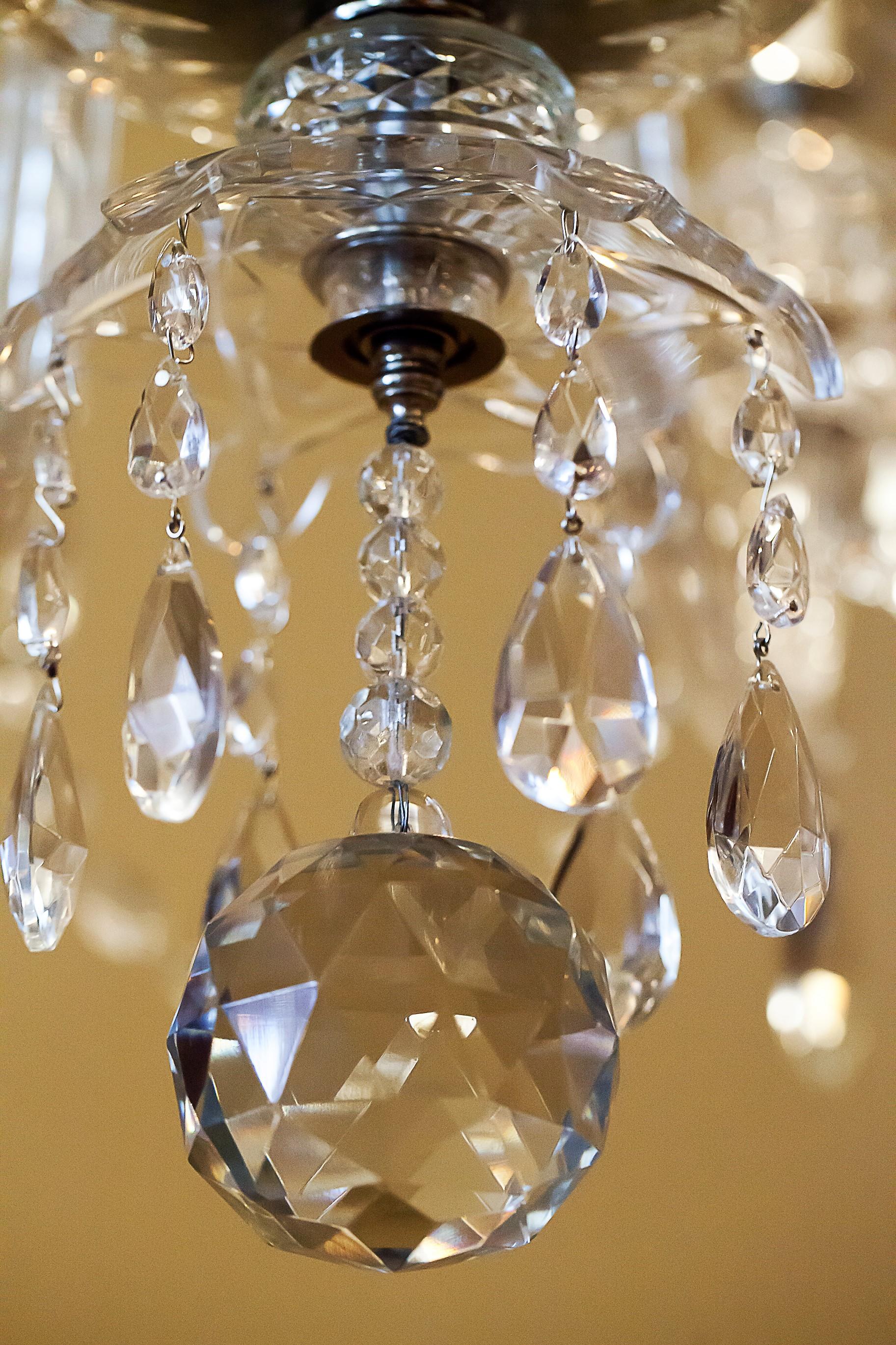 Adam Style Eight-Light Crystal Chandelier, circa 1935, Bohemia For Sale 6