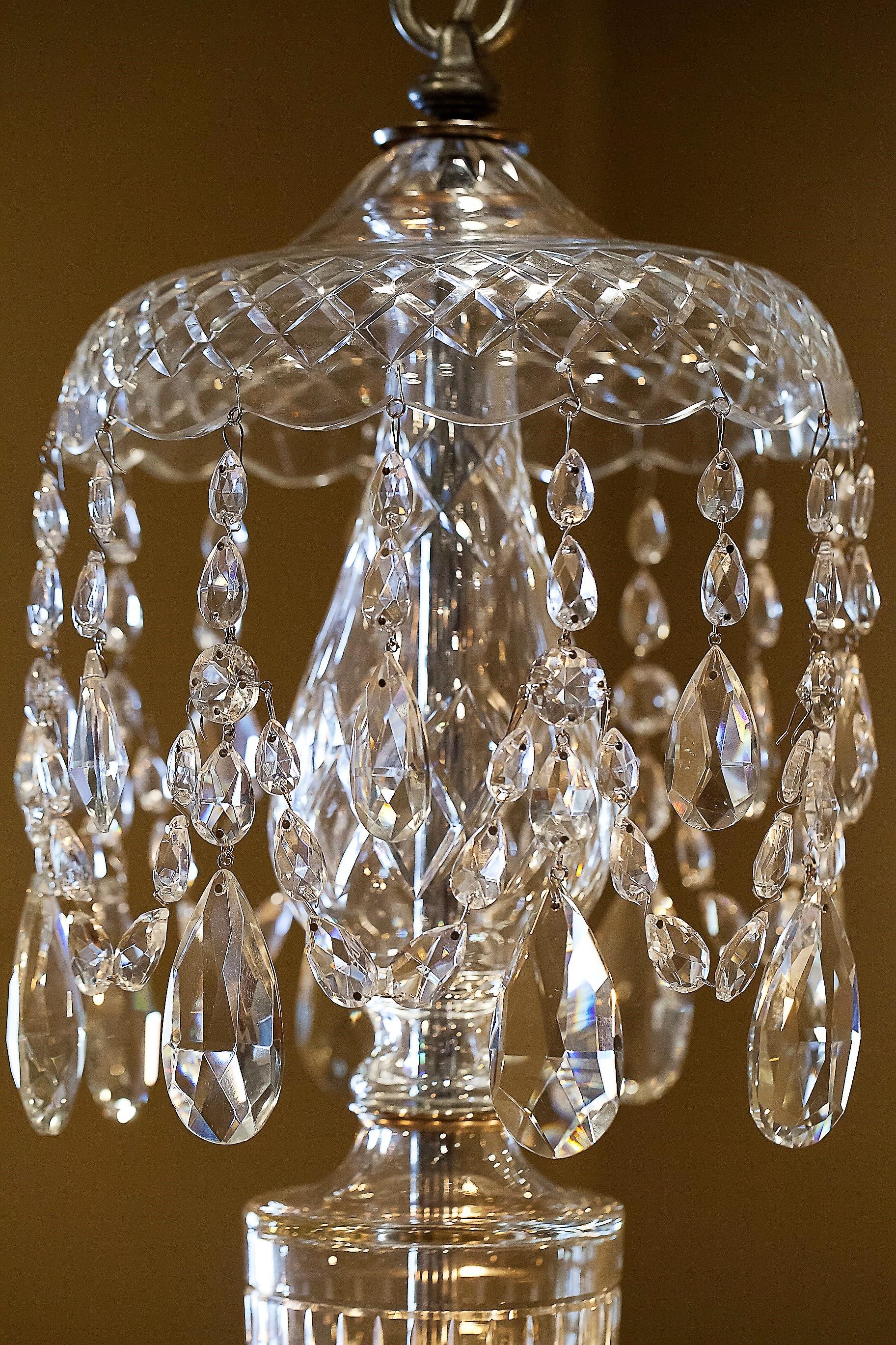Adam Style Eight-Light Crystal Chandelier, circa 1935, Bohemia In Good Condition For Sale In Alexandria, VA