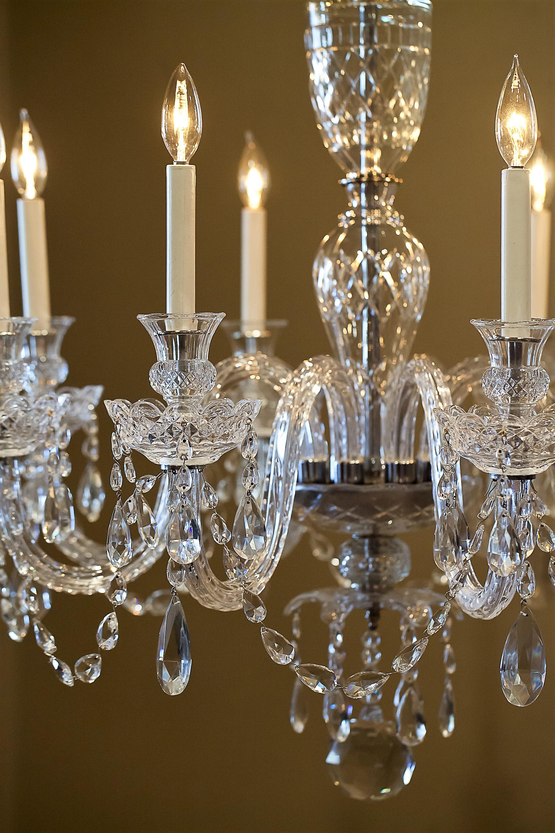 Adam Style Eight-Light Crystal Chandelier, circa 1935, Bohemia For Sale 1
