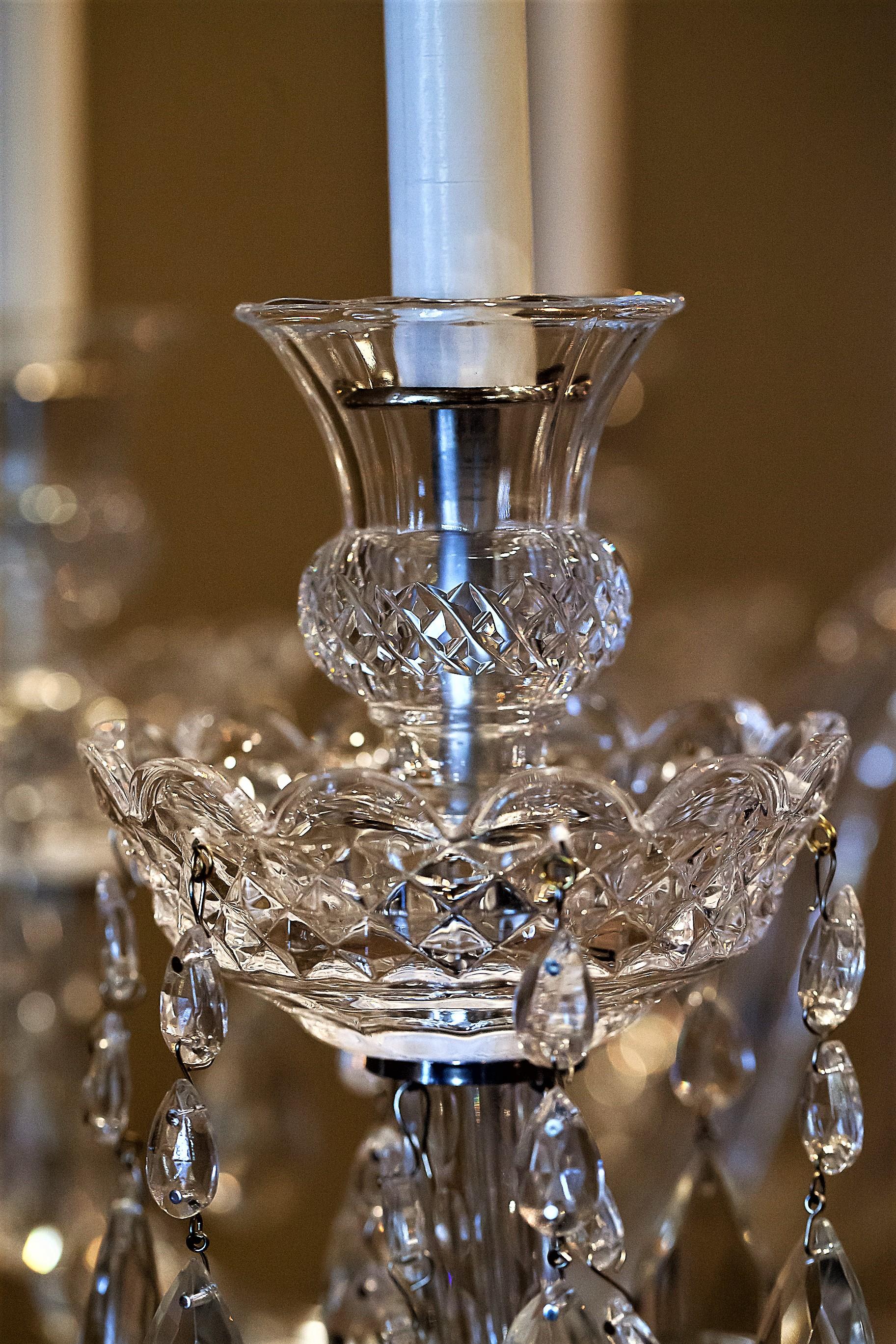 Adam Style Eight-Light Crystal Chandelier, circa 1935, Bohemia For Sale 2